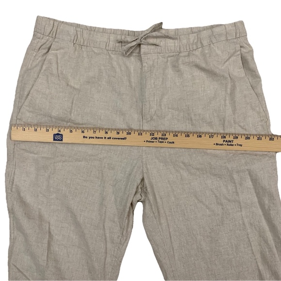 H&M Pants Women's L Tan Linen Pull On Beach Pockets Adjustable String Cropped. - Picture 4 of 14